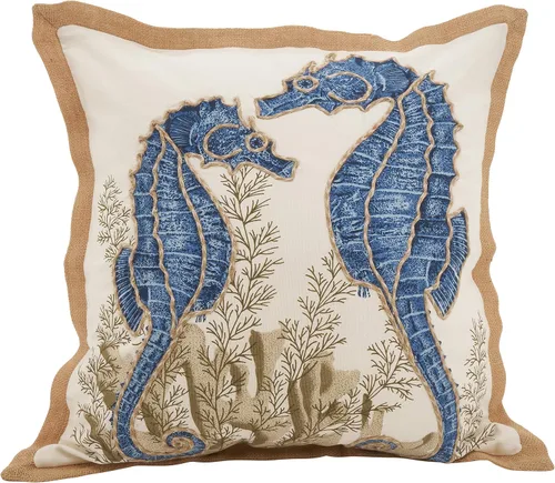 Vista 7 de SARO LIFESTYLE Neptunian Collection - Almohada de algodón, 20 pulgadas, tortuga marina