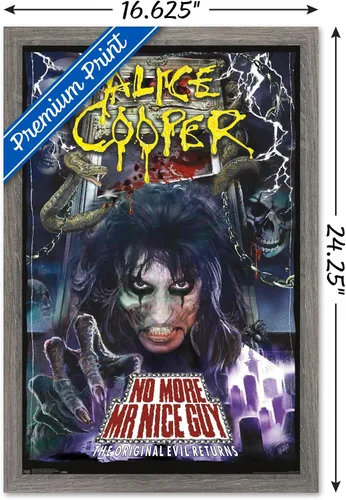 Vista 3 de Trends International Alice Cooper - Póster de pared No More Mr. Nice Guy, 14.725 x 22.375 pulgadas, versión enmarcada de madera de granero