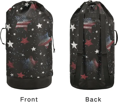 Vista 3 de Mochila para lavandería, cesta extra grande resistente para ropa sucia, correas ajustadas para campamento, universidad, gimnasio, hotel, hogar, 29.3