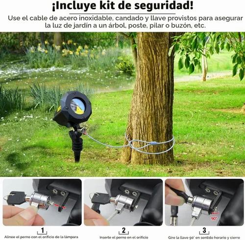 Vista 6 de Poeland Proyector Láser de Luces de Navidad con Control Remoto y Bloqueo de Seguridad, Luces de Jardín de Halloween para Interiores, Exteriores