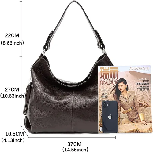 Vista 87 de Moda suave cuero genuino borla mujer bolso señoras hombro mensajero hobo bolso