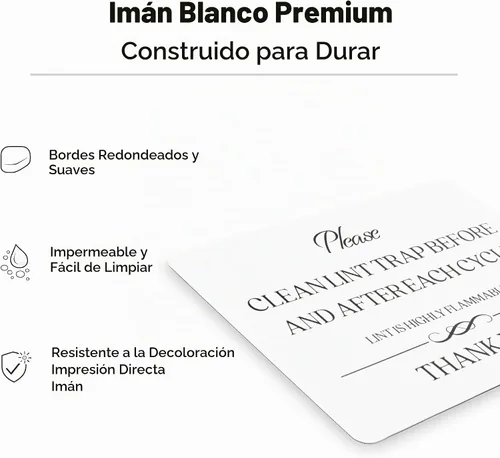 Vista 6 de Señal de trampa de pelusa limpia (imán de 4.75 x 3.5 pulgadas) - Productos Blanco