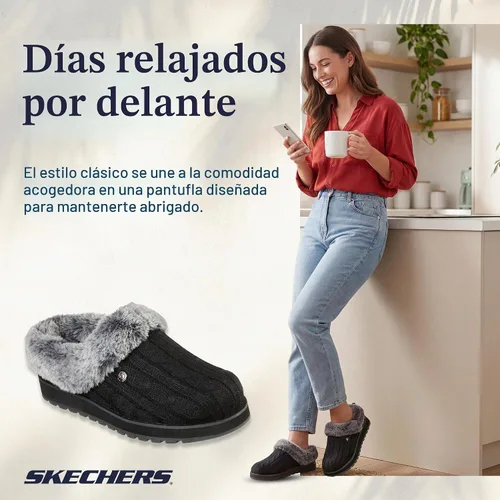 Vista 3 de Skechers Keepsakes - Pantufla Ice Angel para mujer Negro