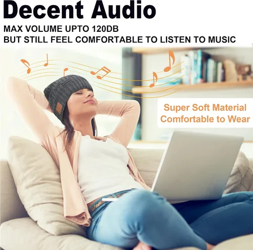 Vista 5 de Gorro Bluetooth sombrero de auriculares inalámbricos regalos tecnológicos únicos de Navidad para hombres mujeres él adultos adolescentes niñas niños