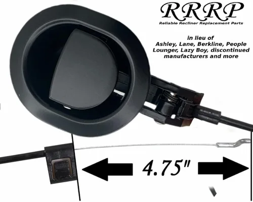 Vista 4 de Piezas de repuesto fiables para reclinables, metal, mango reclinable pequeño de plástico negro ovalado con cable expuesto longitud de cable