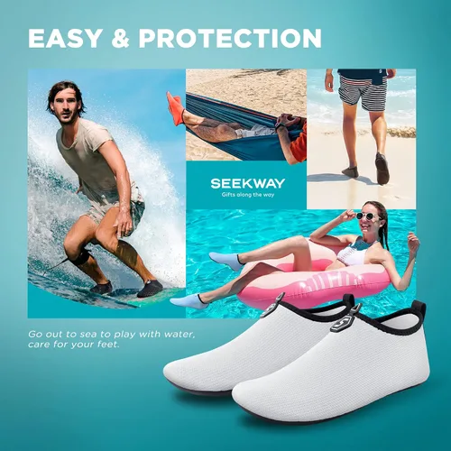 Vista 6 de Seekway - Zapatos de agua para hombres o mujeres adultos, tipo calcetín, de secado rápido, sensación de pie descalzo, ideales para la playa, nadar