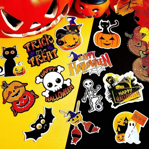 Vista 4 de QODOLSI 12 calcomanías para el cuerpo de Halloween para automóvil, adsorción, calabaza, fantasma, mago, personalidad, impresión clara, adornos