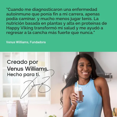 Vista 5 de Happy Viking Berry Parfait - Proteína vegetal en polvo, creada por Venus Williams, 0.71 onzas de proteína, baja en carbohidratos, keto, vegano, sin