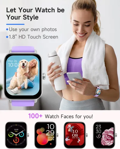 Vista 11 de TOOBUR Reloj inteligente para mujer con Alexa integrado, 1.8 pulgadas, compatible con Android iOS, responder y hacer llamadas, contador de pasos