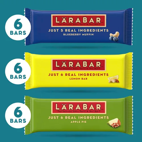 Vista 4 de Larabar Paquete variado, barras de frutas y nueces, 18 unidades, 28.8 onzas Includes Blueberry Muffin, Lemon Bar & Apple Pie, 6 Bars Each, Plant