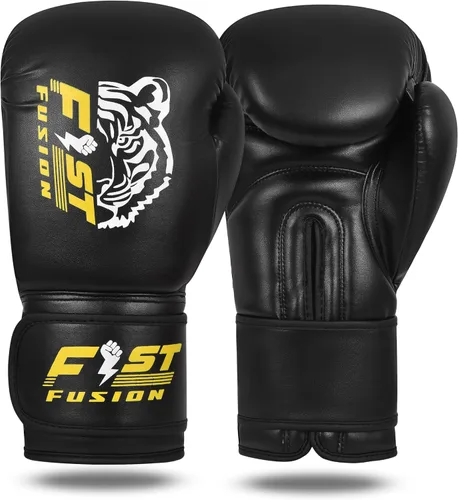 Vista 2 de Guantes de boxeo para Muay Thai, MMA, Kickboxing, boxeo, piel maya, guantes de cuero para hombres, mujeres y adultos, 8, 10, 12, 14, 16 onzas