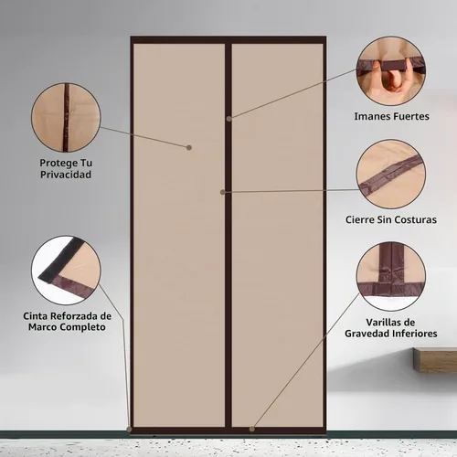 Vista 3 de Cortina de puerta con aislamiento magnético, cubierta térmica para puerta, cierre automático, puerta de privacidad de cierre automático para aire
