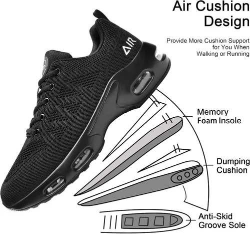 Vista 5 de Tenis de correr para hombre, tenis atléticos, para caminar, transpirables, antideslizantes, con cordones, zapatos deportivos para fitness, trotar