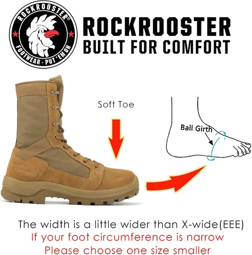 Vista 2 de ROCKROOSTER M.G.D.B Tactical Boots for men, 8 inch XX-wide Soft Toe, Comfortable Anti-Fatigue Tech, Durable, Quick Dry Ankle Support Combat