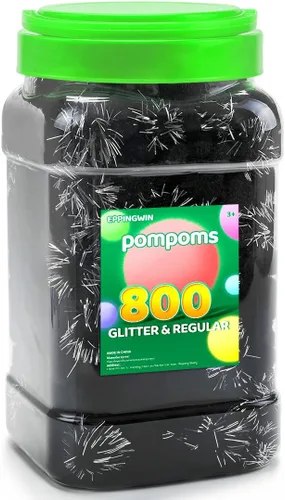 Vista 26 de Eppingwin - 2000 pompones negros, pompones suaves de 1 cm para manualidades, 0.4 pulgadas para proyectos de bricolaje de arte y manualidades (negro)