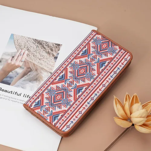 Vista 2 de MEITRUE Cartera de cuero delgada ultra delgada para mujer, con bloqueo RFID, tarjetero de crédito, plegable, largo, billetera, para mujer