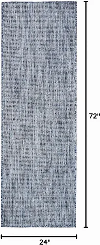 Vista 3 de Unique Loom Collection Alfombra de Área Plana Casual de Transición Sólida Jaspeada para Interiores/Exteriores (Pasillo 2' x 6' 1", Azul/Azul Marino)