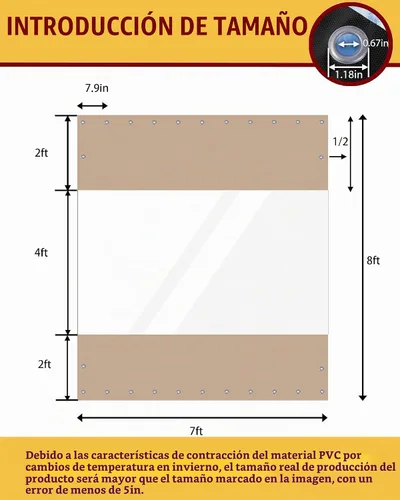 Vista 2 de FoundGo - Cortinas de vinilo de 8'H x 7'W para patio de 19oz, cercado de vinilo transparente para exteriores, lona resistente transparente