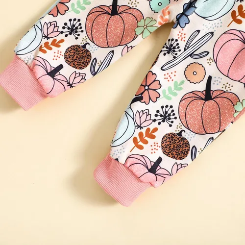Vista 9 de Kayotuas Conjunto de camisa y pantalones de manga larga con cuello redondo para bebé, disfraz de calabaza, fantasma, calabaza, fantasma, camiseta