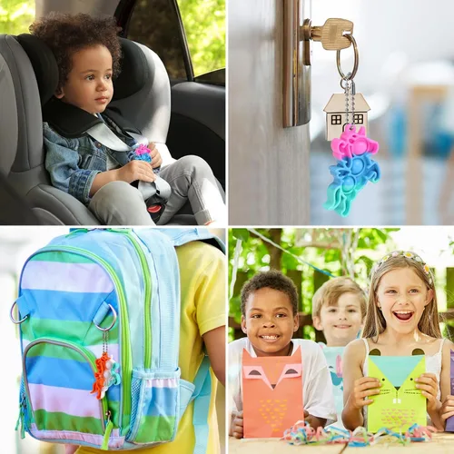 Vista 5 de Recuerdos de fiesta de unicornio para niños, bolsas de regalo, juguetes para ansiedad a granel, paquete de 32 juguetes de unicornio, rellenos