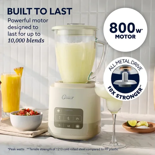 Vista 4 de Oster Vortex - Batidora de vidrio, cuchillas reversibles de acero, 800 Leche de avena blanca