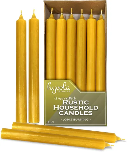 Vista 10 de Hyoola Velas de cena de 10 pulgadas – Paquete de 12 velas blancas altas sin perfume rústicas de larga combustión