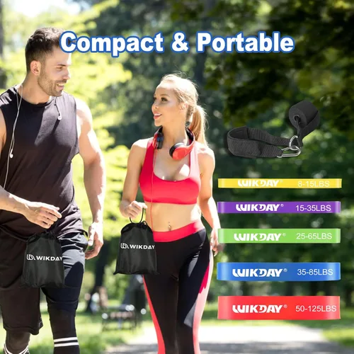 Vista 7 de WIKDAY Resistance Bands, Pull Up Bands, Workout Bands for Exercise, Thick Heavy Resistance Band Set with Door Anchor, Elastic Bands for Body