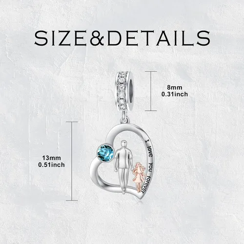 Vista 119 de PROESS Dije para padre, madre e hija, pulsera de plata de ley para pulseras, regalos de cumpleaños, día de San Valentín, para hija, madre, amante