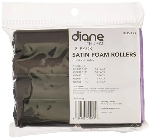 Vista 3 de Diane Rodillos satinados de 1 pulgada, 8 unidades, satén negro