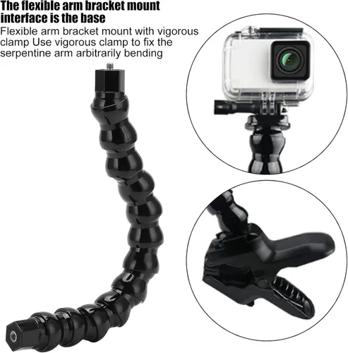 Vista 5 de Fydun Soporte flexible de brazo de 12 secciones, abrazadera de flexión de mordazas monopod con tornillo de 1/4 pulgadas para montar a caballo