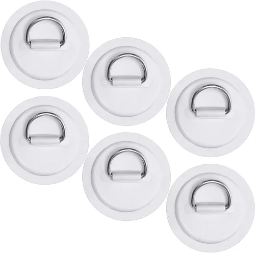Vista 8 de TOBWOLF 6 Pack Stainless Steel D-Ring Patch for Inflatable Boat Kayak Dinghy SUP, D-Ring PVC Patch Stand-Up Paddleboard Canoe Rafting Accessories