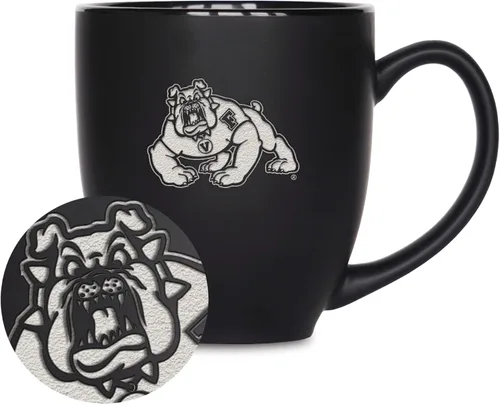 Vista 444 de Rico Industries - Taza de cerámica mate negra con grabado láser estándar de 15oz para NCAA (escuelas T & U) - Para bebidas calientes o frías