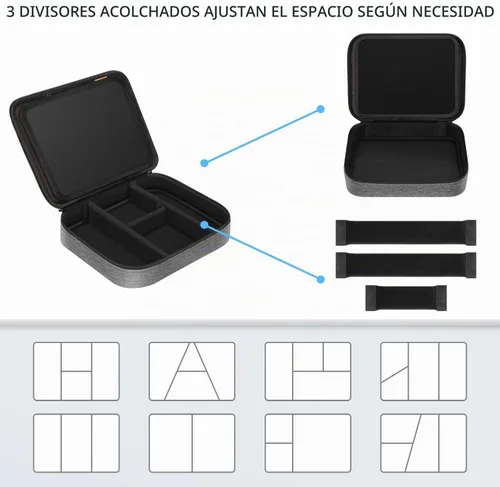 Vista 6 de FINPAC Bolsa organizadora electrónica para cable/cable/cargador/USB/tarjeta Negro y gris