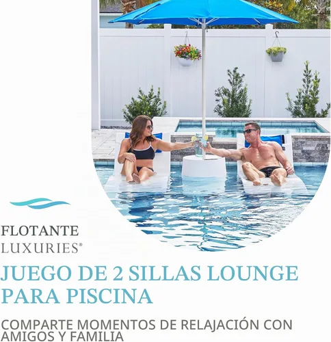 Vista 4 de Floating Luxuries Kai - Tumbona para piscina, color blanco ártico, juego