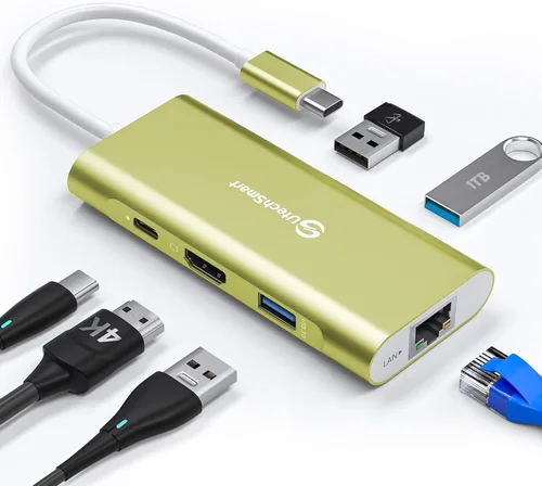 Vista 14 de UtechSmart USB C Hub,Ethernet Multiport 6 in 1 USB C to HDMI Adapter Black Negro