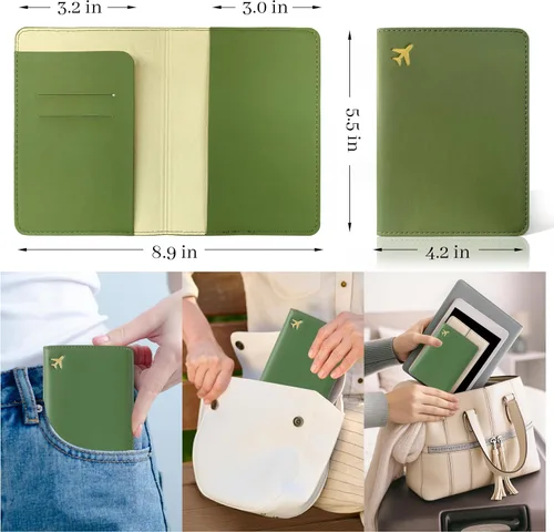 Vista 2 de Soporte para pasaporte para artículos esenciales de viaje, funda de pasaporte con bloqueo RFID para accesorios de viaje, cartera de viaje