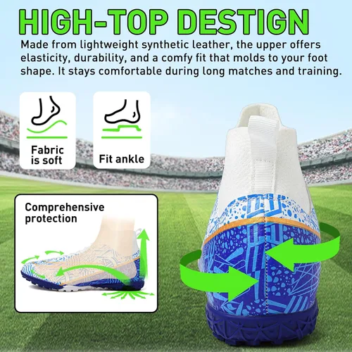 Vista 2 de RDGO Tacos de fútbol para hombre y mujer, zapatos de fútbol para interiores y exteriores