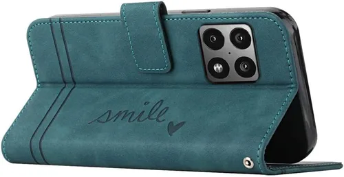Vista 2 de Funda tipo cartera para OnePlus 10 Pro, OnePlus 10 Pro con tarjetero de cuero con función atril, protección completa magnética compatible con Verde