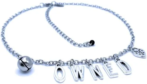 Vista 7 de Joyería de pulsera tobillera con dije de cerradura - BDSM Bondage, Acero inoxidable, Ágata