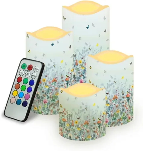 Vista 54 de Jeiento American Flag Flameless Candles 4 Pack 4th of July Home Decoration Flower American Flag LED Candles Battery Operated with Timer Remote