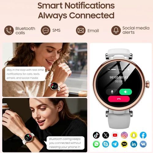 Vista 8 de TOZO Auriculares híbridos HT3 con cancelación de ruido, audio espacial AI Chat con 5 micrófonos, reloj inteligente S8 AMOLED para mujer, pantalla a