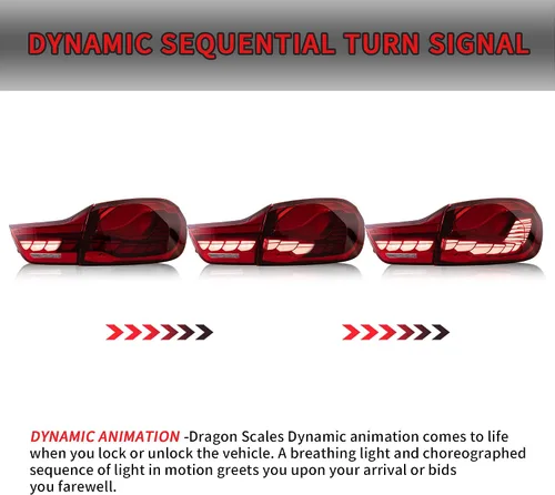 Vista 5 de VLAND - Luces traseras OLED serie 4 con señal de giro secuencial compatible con BMW M4 GTS F32 F33 F82 F83 2014-2020 Sedán/Convertible/Coupé