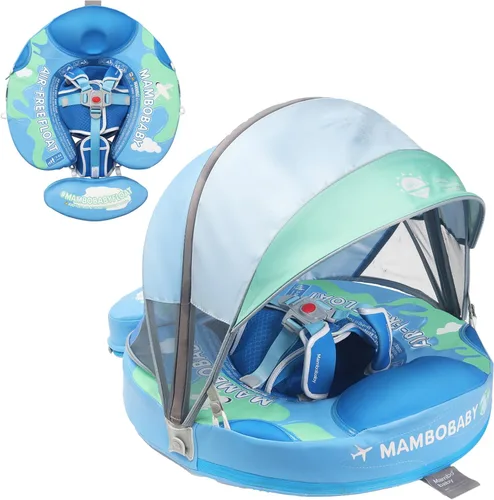 Vista 14 de Mambobaby Flotador con toldo para añadir cola para bebé, avión, no inflable, flotador sólido para piscina para bebé, entrenador de natación