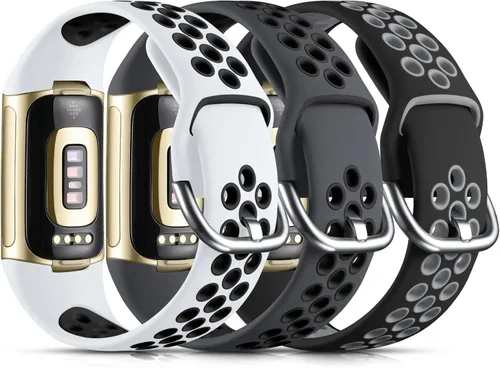 Vista 12 de Maledan Compatible con Correas Fitbit Charge 5/Correas Fitbit Charge 6 para Hombres Mujeres, Correa Deportiva de Silicona para Muñeca para Negro