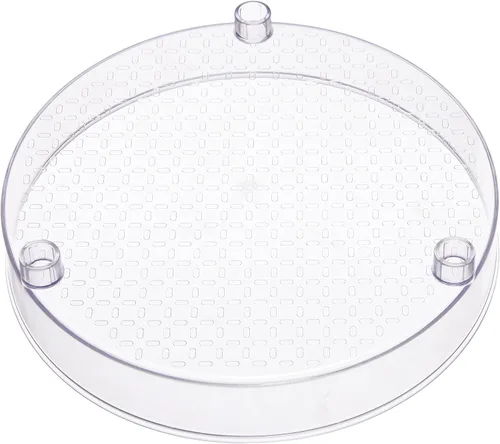 Vista 5 de Amazon Basics Lazy Susan - Organizador giratorio para especias y condimentos, 9 pulgadas de diámetro, 2 niveles, transparente