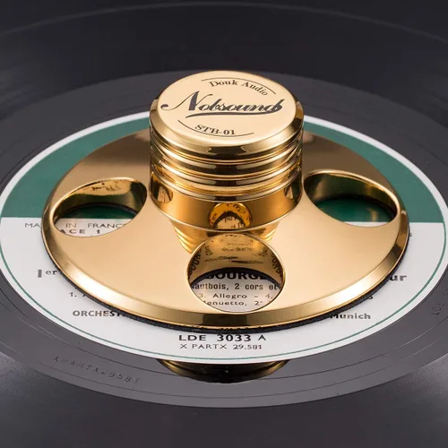 Vista 2 de Nobsound STB-01 LP - Tocadiscos de vinilo Estabilizador de disco de metal, peso récord HiFi (dorado)
