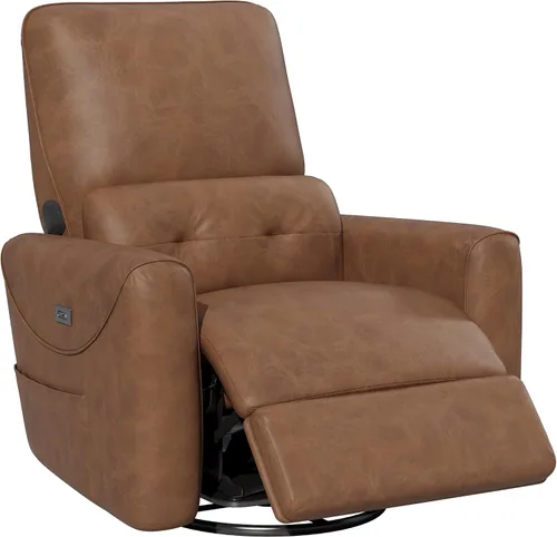 Vista 10 de KINGYES - Silla reclinable eléctrica, deslizador giratorio de 270° para Beige