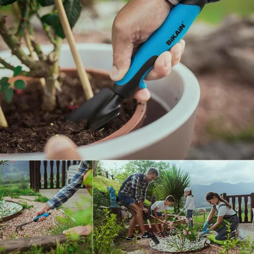 Vista 4 de Kit de jardinería - 3 herramientas - Incluye pala ancha, lanza+tenedor y cultivador - Mangos ergonómicos y antideslizantes - Herramienta de acero
