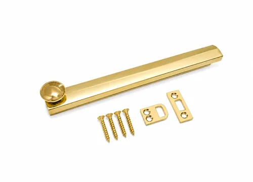 Vista 4 de QCAA Perno de superficie oculta de latón macizo resistente, 6 pulgadas, latón antiguo cepillado, 1 paquete, fabricado en Taiwán Latón envejecido