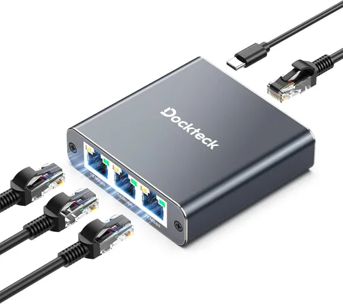 Vista 10 de Divisor de Ethernet 1 a 3 de 1000Mbps, divisor de cable de Internet Dockteck 1 entrada y 3 salidas, interruptor de red de alta velocidad Gigabit